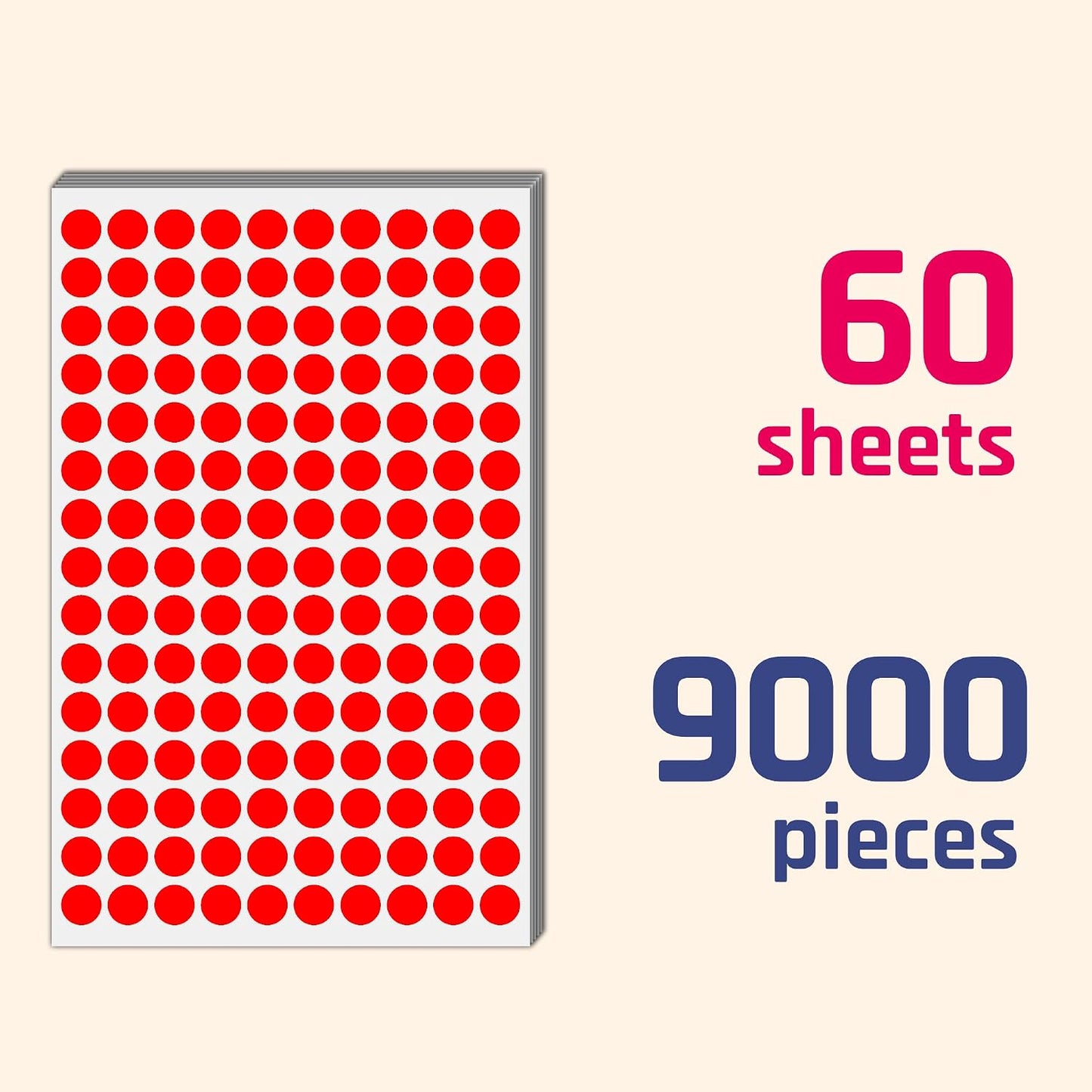 3000 Pieces, 1/2" - Colored Dot Stickers, Round Labels - 6 Colors