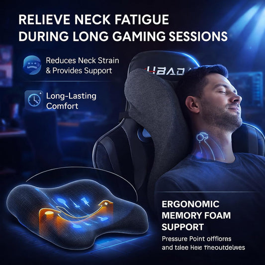 Car Neck Pillow for Driving Gaming Chair Headrest Pillow Office Chair Neck Pillow Ergonomic Design Double Straps Design Suitable for Different Heights