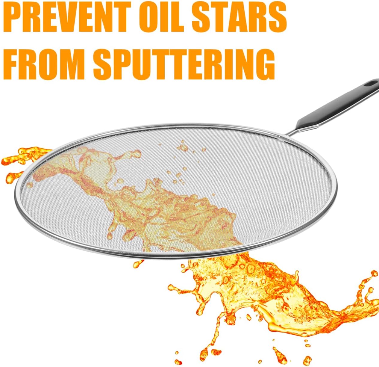 Oilproof Mesh Lid 15.75 Inch Splatter Screen for Frying Pan Grease Splash Guard Heat Resistant Pan Cover Kitchen Cooking Tool