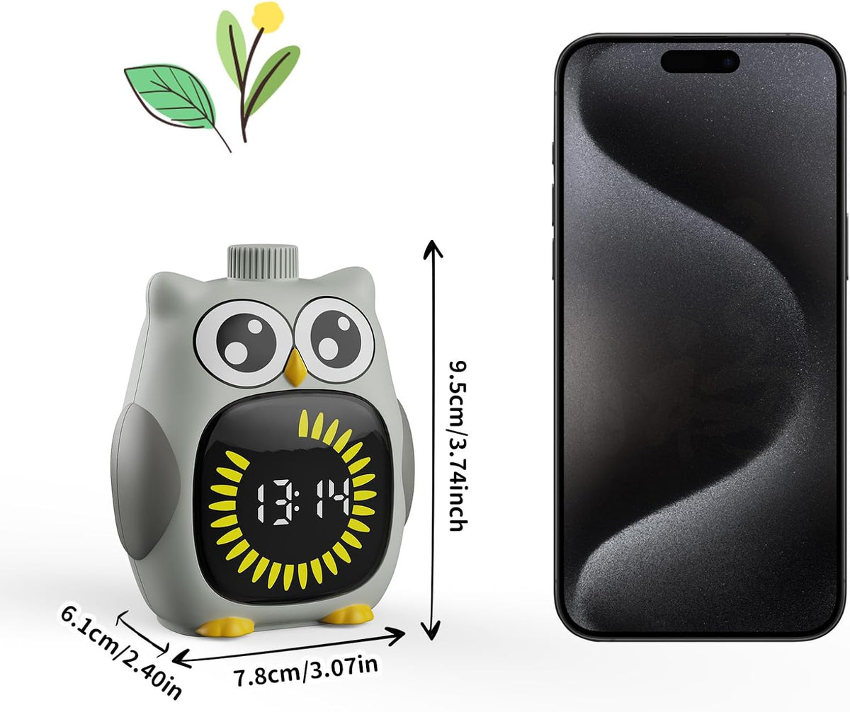 Grey Big-Eyed Owl Visual Timer for Kids,Classroom Timer