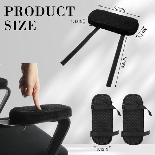Threlaco 2 Pcs Office Chair Armrest Pads Soft Foam Office Chair Arm Covers Fluffy Flannel Gaming Armchair Armrest Cushion for Elbows and Forearms Support Pressure Relief(Gray)