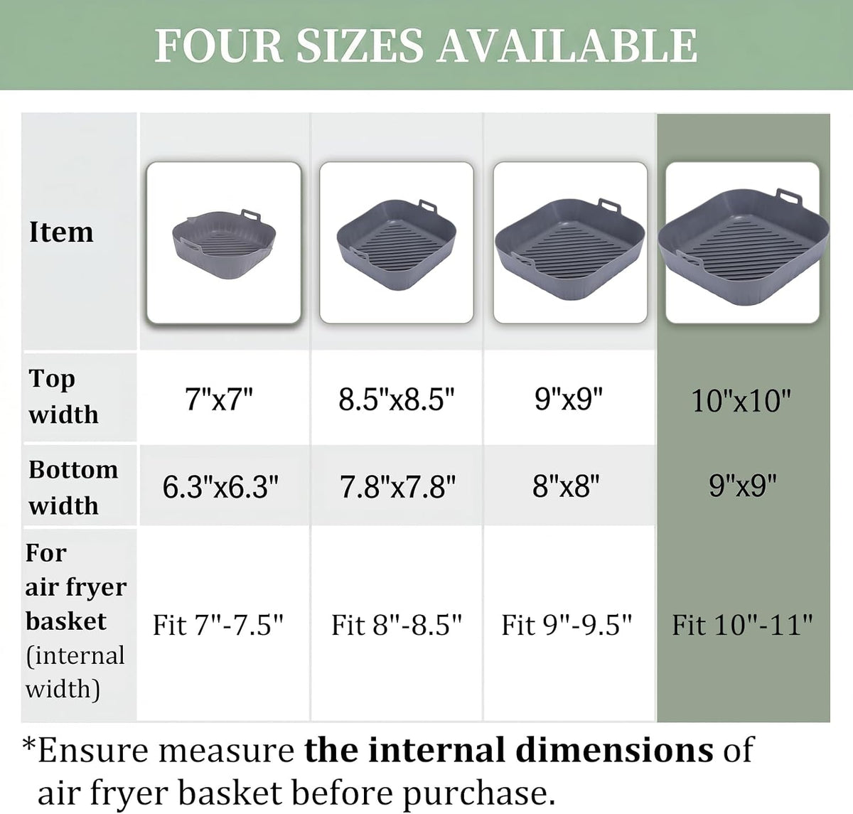Golden Associate Silicone Liners Square for 8 to 8.5 inch Air Fryer, 2 Pcs Non-stick Food-grade Reusable Basket Baking Tray Airfryer Accessories
