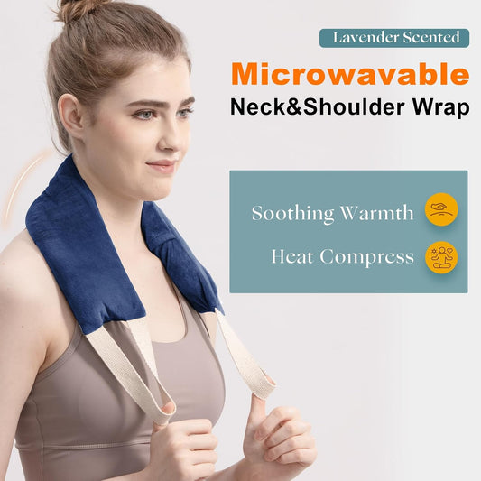 Heating Pad for Neck Shoulders and Back Microwavable Lavender Scented, Washable Cover, 1.5 LBS Microwave Warm Wrap
