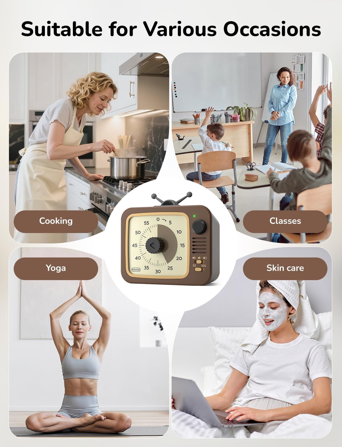 LIORQUE Visual Timer for Kids with Pause, 60 Minute Countdown Timer, Green