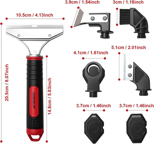 WISEUP Caulking Tool,6 in 1 Caulk Remover Tool with Grout Scraper,Brush | Caulking Tool Kit for Kitchen,Bathroom,Window,Door