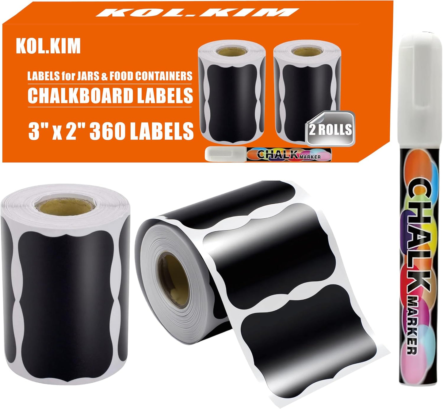 2 Rolls Chalkboard Labels - 360 Labels Chalk Labels for Mason Jar Food Containers Bottles Chalkboard Sticker Removable Reusable Craft Rooms, Weddings, Storage, Organize Your Home & Kitchen Pantry
