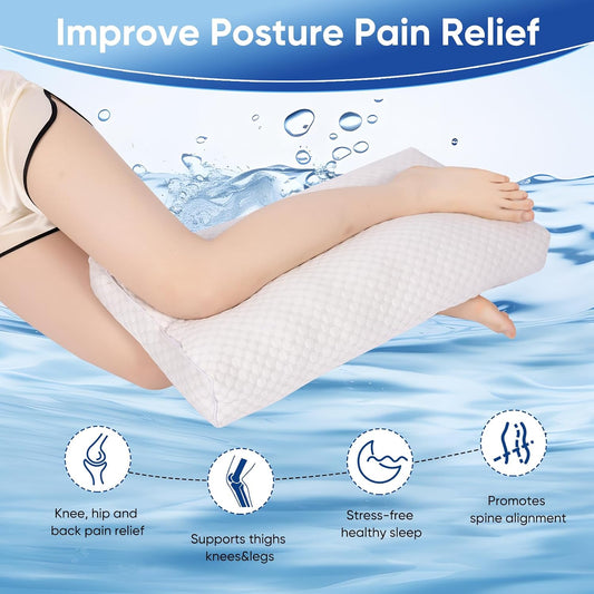MINUPWELL Knee Pillow for Side Sleepers - Between Leg & Under Knee Pillow for Back Sleepers - Leg Pillow with 850G 7D Alternative for Relieving Leg, Back, and Knee Pain - 100% Cotton Fabric - White