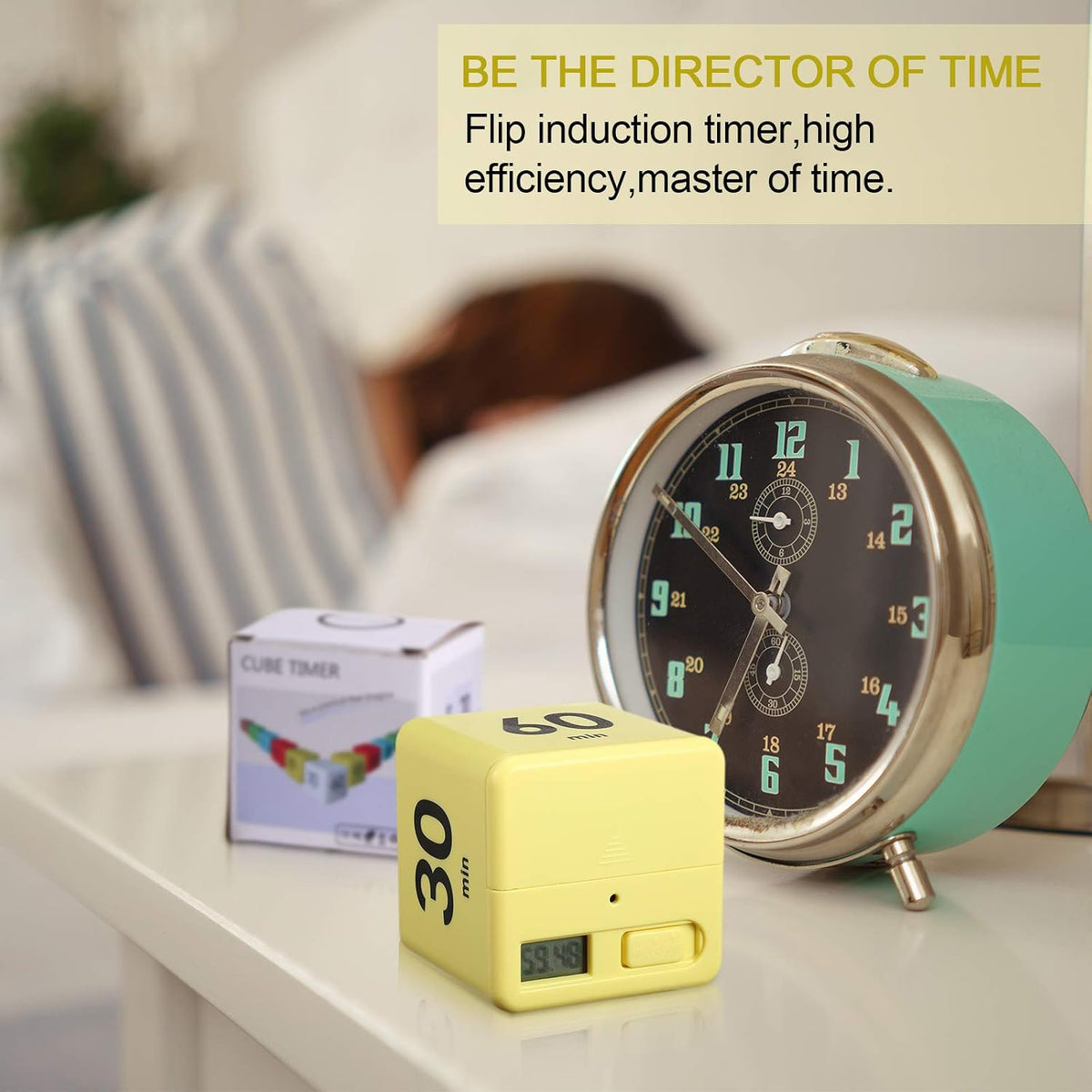 Weewooday Cube Timer, Gravity Sensor Flip Timer for ADHD, Pink