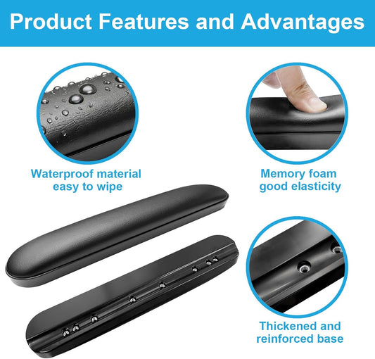 Wheelchair Armrest Pads, Premium Wheelchair Arm Pads, Wheelchair Armrest Replacement Accessories, Black (1 Pair) Compatible with All Brands(10-1/4")