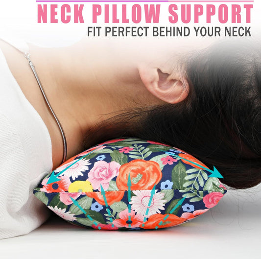 Small Neck Pillow for Recliner Chair Neck Support Pillows Pain Relief Plump Adjustable Filling Nap Airplane Sleeping Little Cushion Minky Dot Dark Gray