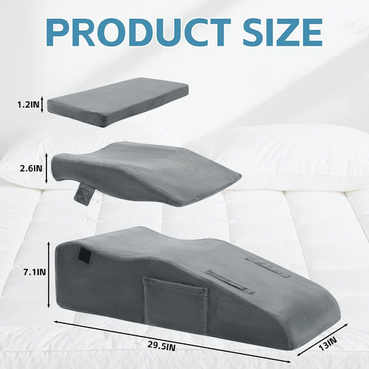 ROYALAY Adjustable Leg Elevation Pillows for After Surgery, Leg Wedge Pillow After Knee Replacement Post Surgery with Machine Washable Cover, Height Adjustable Knee Wedges