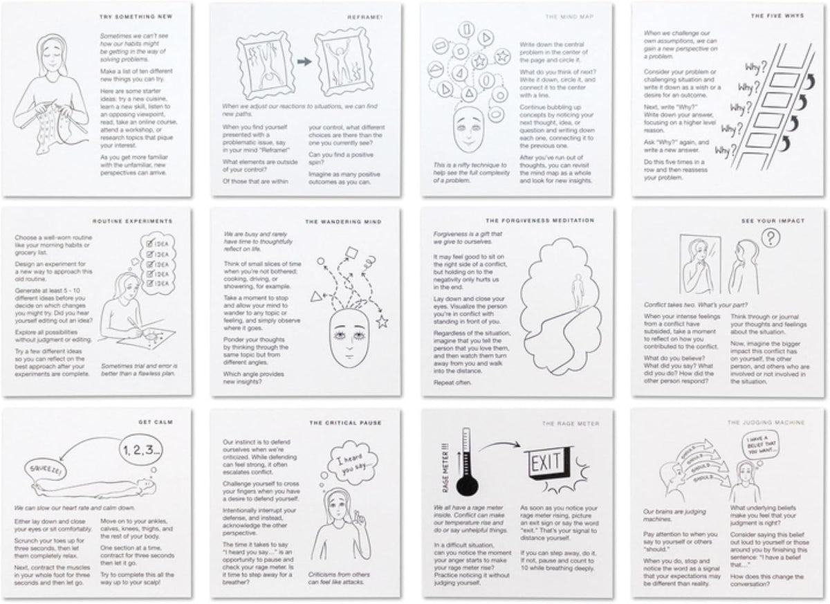 Mindfulness Cards | 48 Research-Backed Techniques for Real-Life Situations | Emotional Intelligence, Growth Mindset, Conflict Resolution, & Daily Mindfulness