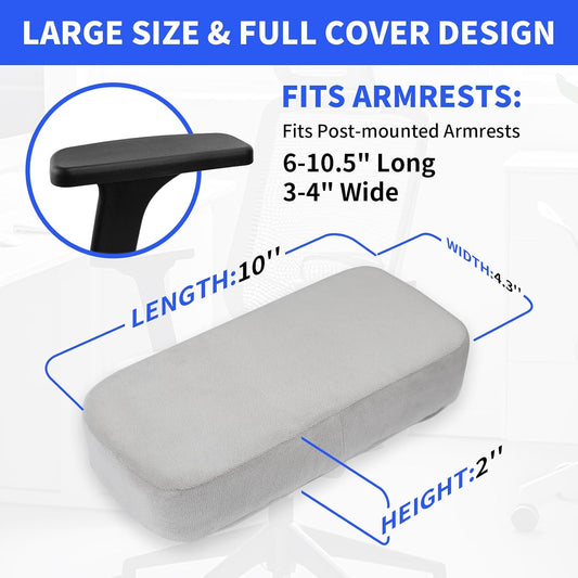 YOUFi Office Chair Arm Covers,Extra Soft Velvet Armrest Cushion,Set of 2 | Ergonomic Support for Elbows & Forearms Pressure Relief, Non-Slip Full Cover Arm Rest Pads for Desk Chair,Gaming Chair, Gray