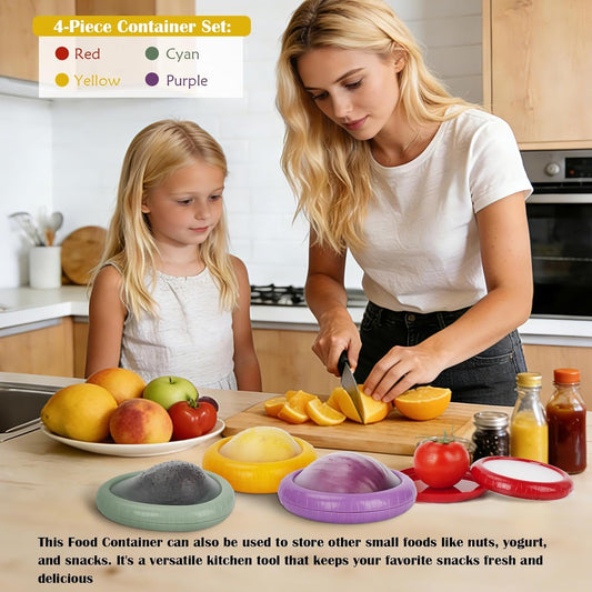 Avocado Saver and Onion Storage 4 Set - Reusable refrigerator avocado storage containers,for fridge Apples, Tomatoes, Tomato, Lemons for Ideal