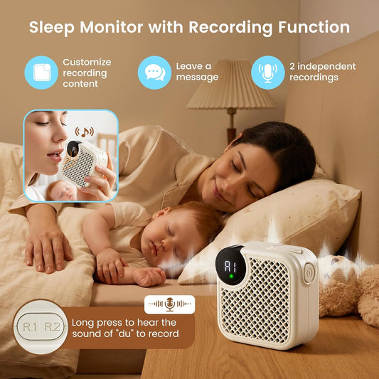 Portable White Noise Machine with Bluetooth Speaker 18 Soothing Sounds | Sound Recording Memory, 5-180min Timer, 16 Volume Levels, Compact 3x3x1.5in for Baby, Kids, Adults - Travel, Home, Office