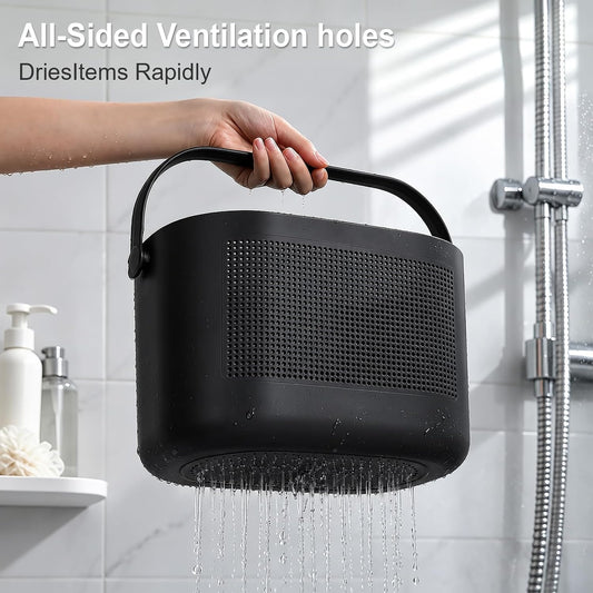 Plastic Portable Shower Caddy Basket, Storage Organizer with Handle, Yellow | Bottom Drain Holes, Keep Dry, Sturdy and Durable, Easy to Carry for Bathroom, Kitchen, Dorm Room, RV, College