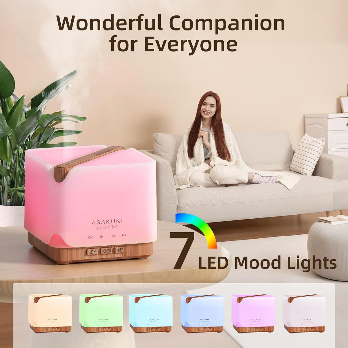 ASAKUKI Essential Oil Diffuser for Home Large 700 ml Humidifier