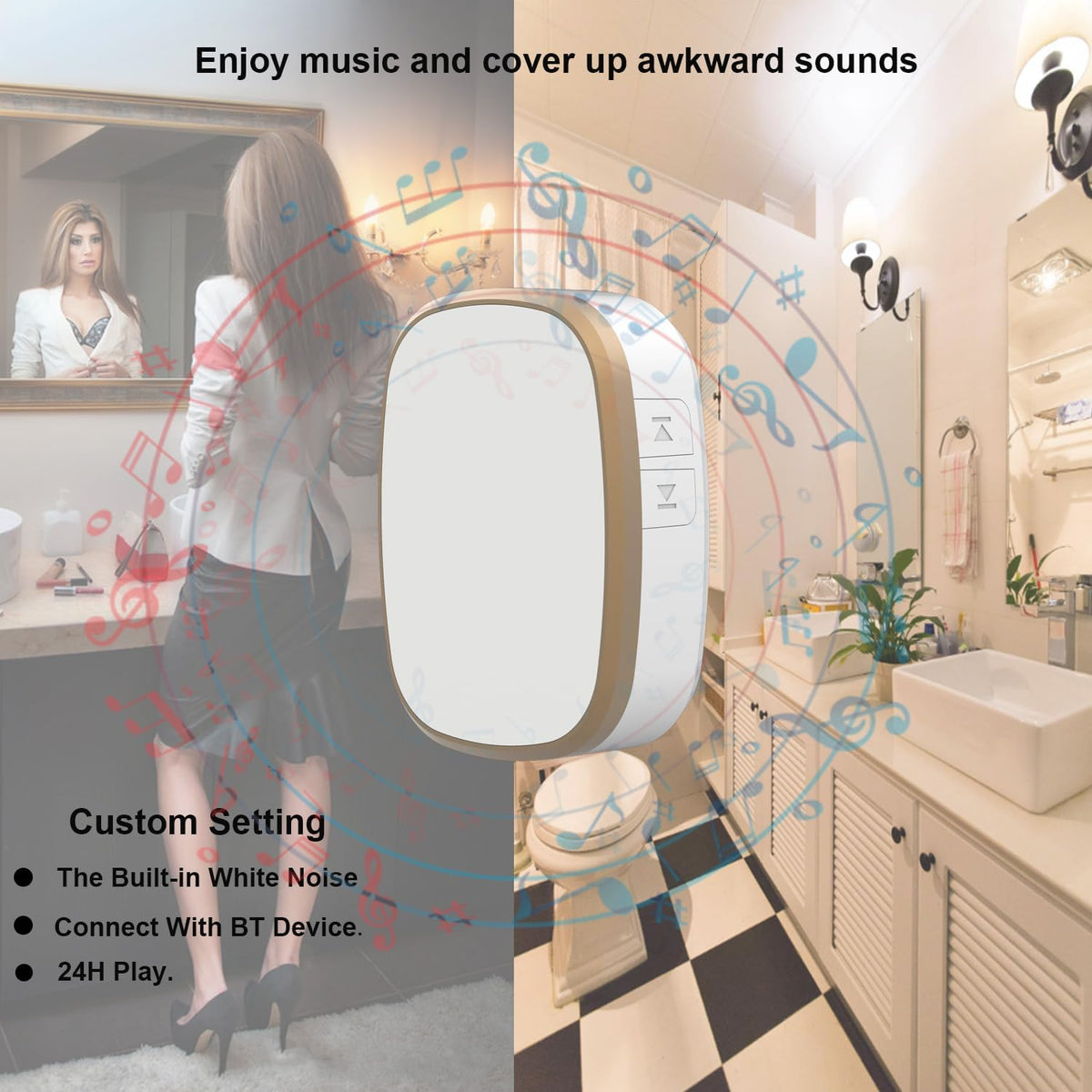 White Noise Sound Machine, 36 Relaxing Sounds Including Natural Soothing Sounds and Sleep Noise, Speaker for Home, Office, Hotel,Toilet,for Portable Travel. (Light White, smal)