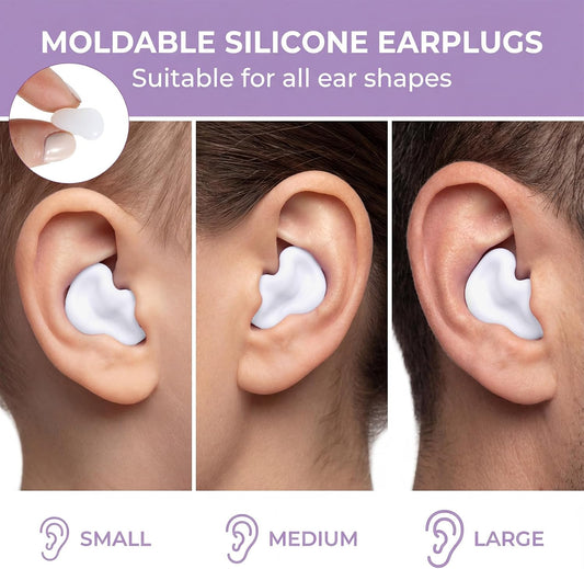 24 Pcs Soft Silicone Moldable Ear Plugs Reusable Noise Cancelling Earplugs Sleep Ear Plugs for Sleeping, Swimming, Snoring, Study, Travel, Work(12 Pairs)