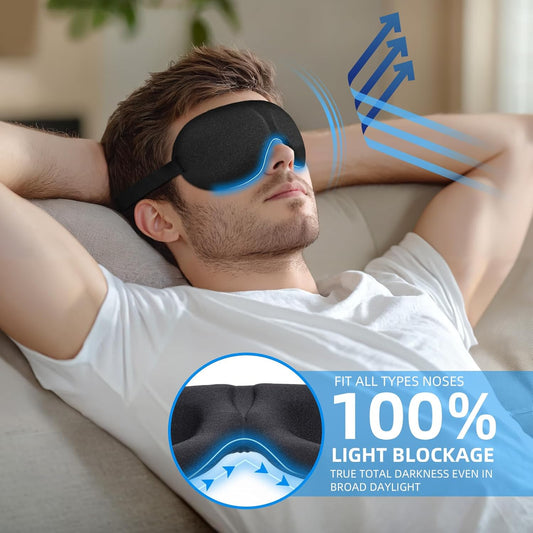 YIVIEW Sleep Mask for Back and Side Sleeper 3 Pack, 100% Blackout Eye Mask | 3D Zero Eye Pressure, Night Blindfold for Women Men, Lightweight & Breathable Soft Sleeping Eye Cover, Travel Nap Essentials