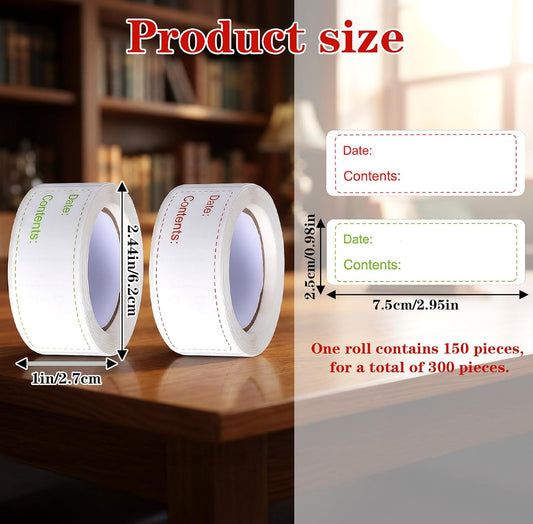 Qianyu 300 Pcs Removable Freezer Labels 1 x 3 Inch Waterproof Food Storage Containers Stickers Refrigerator Paper Date Tape Oil Resistant No-Residue for Kitchen Meal Prep Pantry Organization
