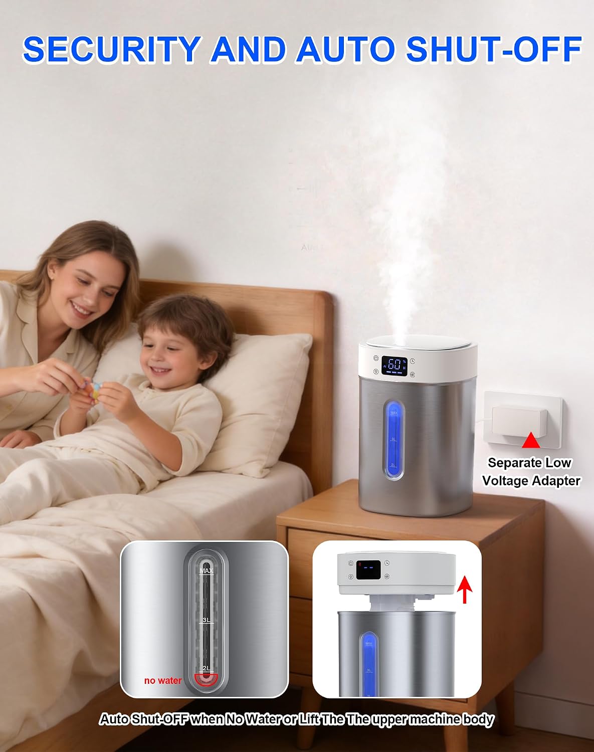 Stainless Steel Humidifiers for Bedroom,Large Room,Baby and Plants