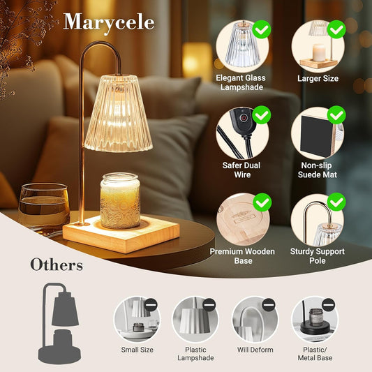 Vintage Candle Warmer Lamp with Timer Dimmer, Adjustable Height | Vintage farmhouse style with 2 bulbs, adjustable height, timer and dimmer for flameless fragrance in bedroom or home gifts