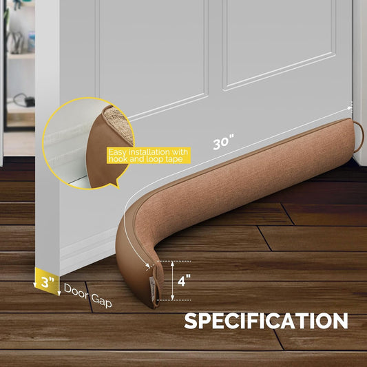 fowong 32" Door Draft Stopper, Weighted Under Door Noise Stopper, Oatmeal | Weighted Fabric Blocks Drafts, Dust & Light, Great for Interior Doors to Help Reduce Noise and Improve Comfort
