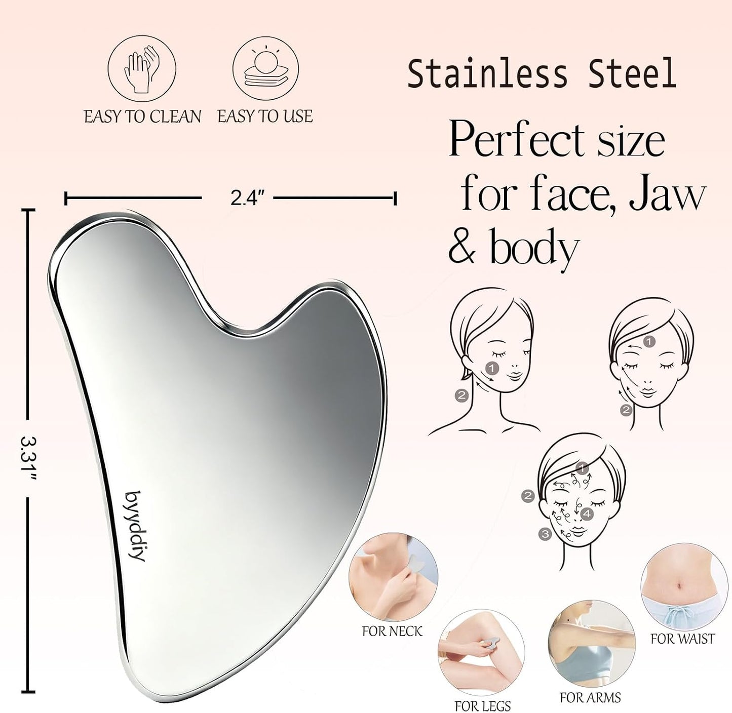 BYYDDIY-Large and Small Set,Stainless Steel Gua Sha Muscle Scraper Tool-Scraping Massage Tools,Scar Tissue Tool for Physical Therapy Tool 