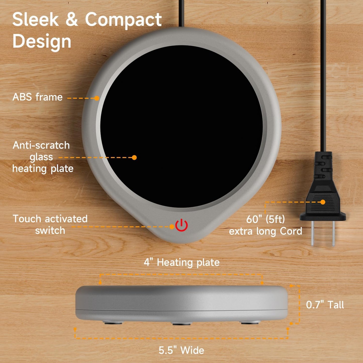 Coffee Mug Warmer, Cup Warmer for Desk with Auto Shut Off Smart Temperature Settings, Electric Beverage Tea Water Milk Heater for All Cups and Mugs, Heating Plate Candle Wax Warmer