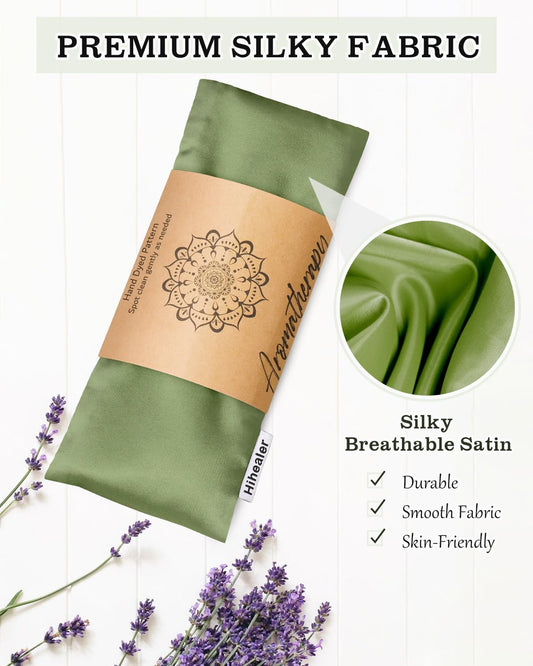 Eye Pillow for Sleeping, Headache Relief, Sinus Pressure, Weighted Eye Mask for Relaxation, Yoga, Moist Heat Eye Compress, Meditation Accessories, Lavender Gift Set for Women (Velvet Green 4 Pack)