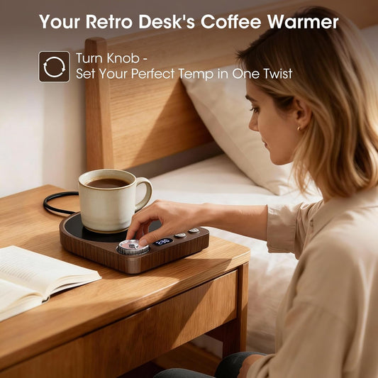 MQFORU Retro Coffee Mug Warmer, 36W Fast Heating with 9 Temp Settings & 0.5-9H Timer, Auto Shut-Off & Memory Function, Smart Desk Warmer for Coffee, Tea, Milk, Candle - Ideal Gift Accessories