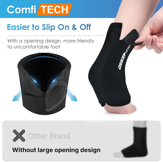 ComfiTECH Ankle Ice Pack Wrap, Large Opening Gel Pad for Foot & Heel, XL | Pliable After Frozen, Eases Ankle Sprains, Heel Soreness & Foot Swelling