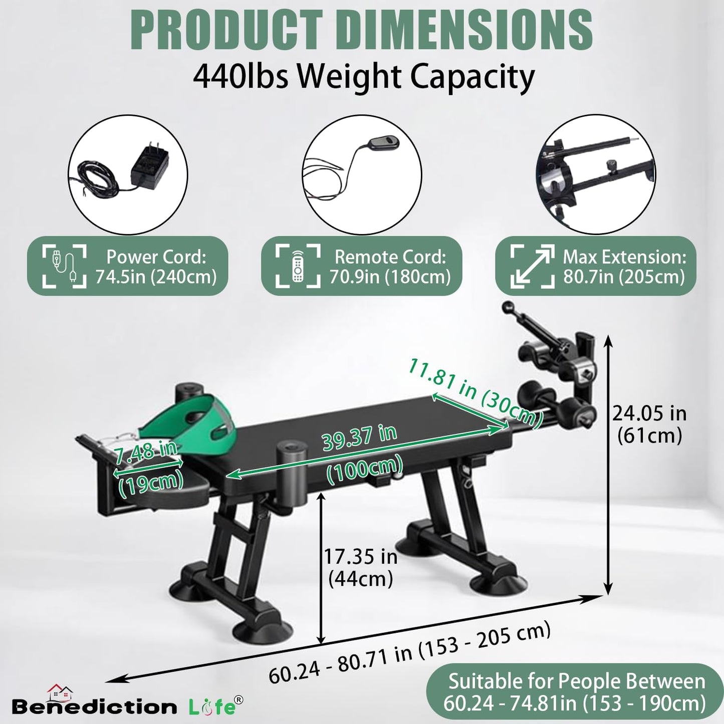 Electric Traction Machine for Neck and Back, Home Spinal Decompression Device for Lower Back Pain Relief, Non-Inversion Spine Stretcher for Safer Daily Use,Lumbar&Cervical Traction Decompression Table