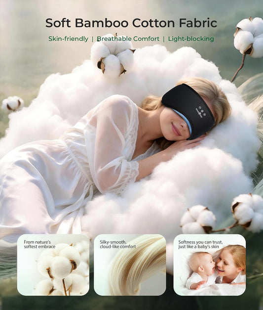 MUSICOZY Sleep Mask with Bluetooth Headphones Eyemask for Side Slippers | Bamboo Cotton Sleeping Headphone,Wireless Earphones with HD Stereo Speakers Blackout Eye Masks Earbuds for Men and Women