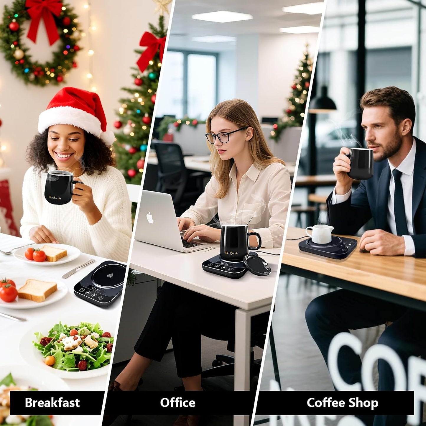 Coffee Mug Warmer Set, 12 Mode Timer & 36W Coffee Cup Warmer for Desk Auto Shut Off, 9 Mode Temperature, Best Gift for Women Men Coffee Lover, 14oz