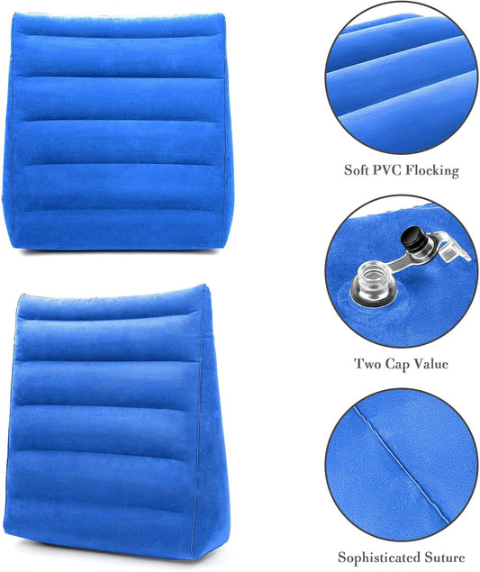 USHMA Inflatable Wedge Pillow for Sleeping, Portable Travel Wedge Pillow for Sitting in Bed, Inflatable Wedge Pillows for Travel, Blow Up Under Knee Pillow