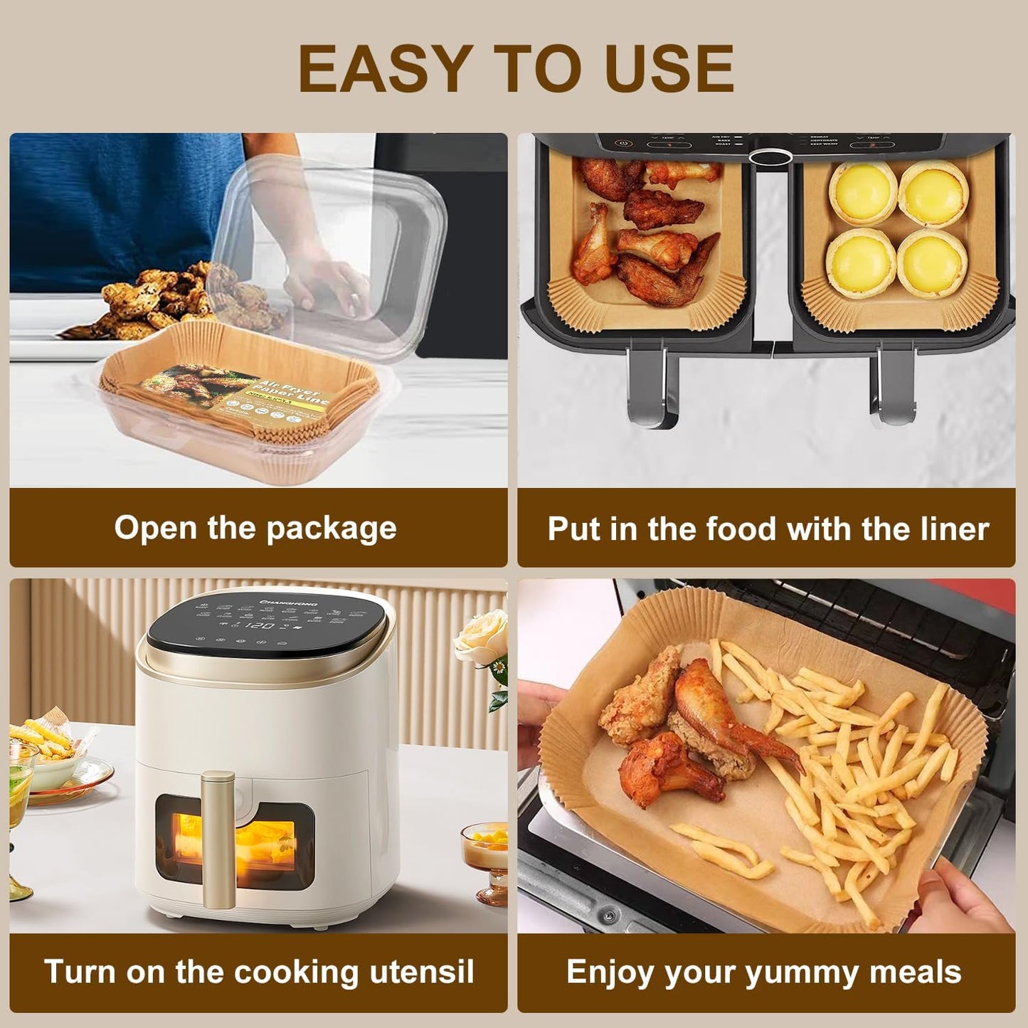 Air Fryer Liners Disposable Paper,100Pcs Airfryer Paper Liners,Non Stick Parchment Paper Liners,Food Grade Air Fryer Accessories for Microwave Oven Steamer 6.3inch Round