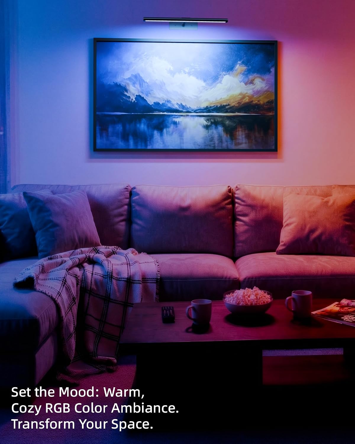EZVALO Picture Light for Wall, 4800mAh Rechargeable Wireless Gold Light with IR Remote, Dimmable Magnetic LED Art Display Light with 3 Color Temperatures, for Gallery, Living Room, Bedroom(2Pack)