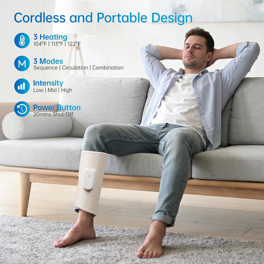 Air Leg Compression Massager Pro with Heat for Circulation and Pain Relief, Leg Recovery Compression System for Fast Recovery of Foot, Calf and Thigh, Relieve Edema, Reduce Muscle Fatigue
