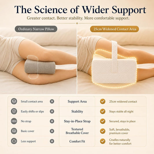 Cooling Knee Pillow for Side Sleepers, Ergonomic Memory Foam Knee Cushion, High-Density Leg Support Pillow for Hip, Back & Knee Pressure Relief, Spine Alignment Side Sleeping Pillow