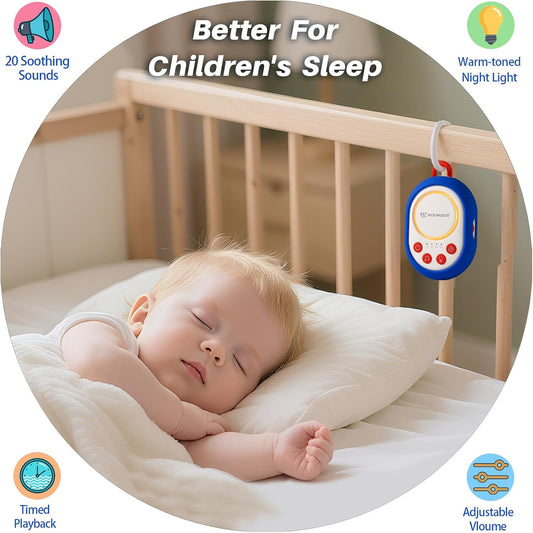 2026 Mom's Choice Awards | White Noise Sound Machine Baby with Night Light, 20 Soothing Sounds, 22 Hours Battery Life, Travel, Registry Gift, Shower, Clips on Baby Stroller (Blue)