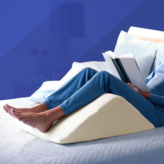 The Angle Wedge Pillow – Leg & Knee Pillow Wedge for Sciatica Pain Relief, Body Pain, Lumbar Decompression – Triangle Foam Cushion Bed Bolster for Lower Back Support, Small | Leg and Knee Pillow Wedge, Body Pain, Lumbar Decompression, Triangle Foam