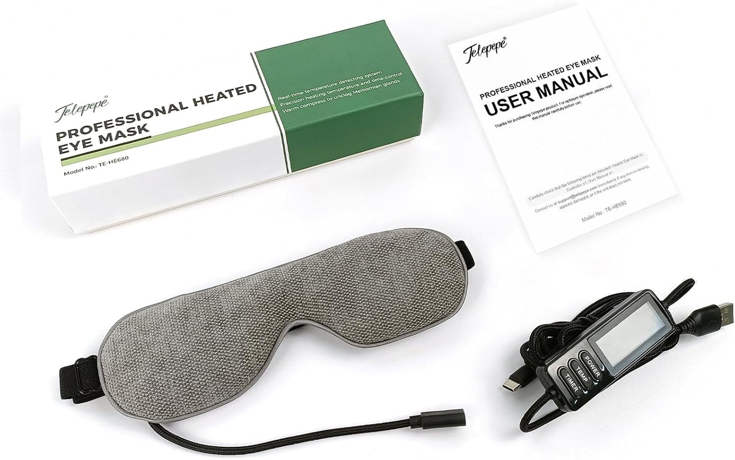 Heated Eye Mask, Warm Eye Compress for Dry Eyes, Moist Heat Therapy for Blepharitis, Dark Circle, Chalazion, 4 Heating Levels, Gifts for Men Women, Travel(Grey)