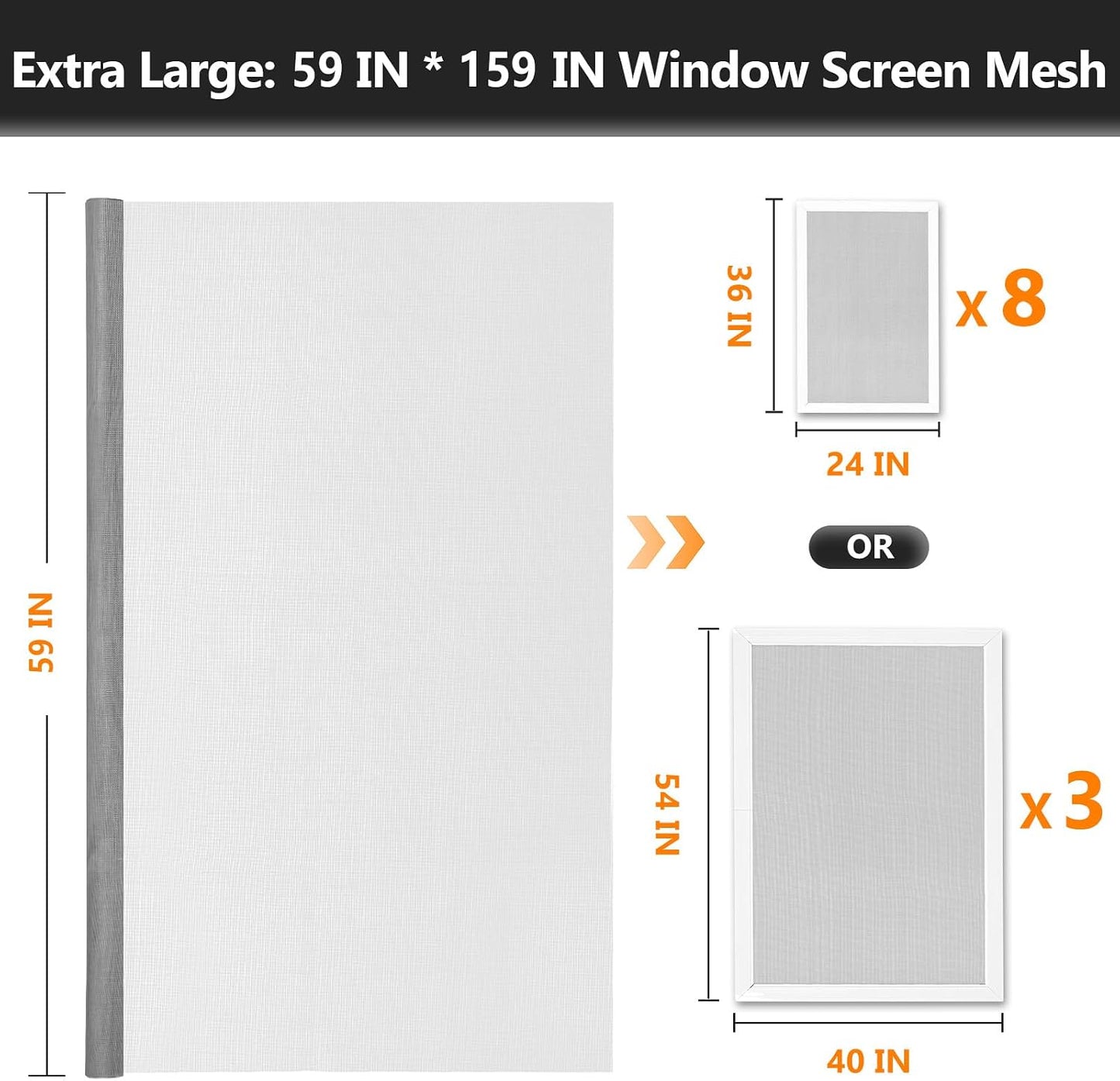Secopad Window Screen and Screen Door Mesh Repair Kit, Black, 48in x 177in | Replacement Tools Kit, Easy to Install, Extra Large, Durable Fiberglass, Pet and Kid Friendly, For Window Door Patio & Porch