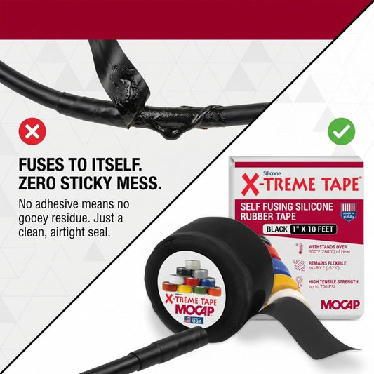 X-Treme Tape Self Fusing Silicone Tape - 1" x 10 Ft Roll - White | Heavy Duty Rubber Electrical Tape, Waterproof, For Automotive, Hose, Pipe, Outdoor & Emergency Repairs, Insulating, Flexible