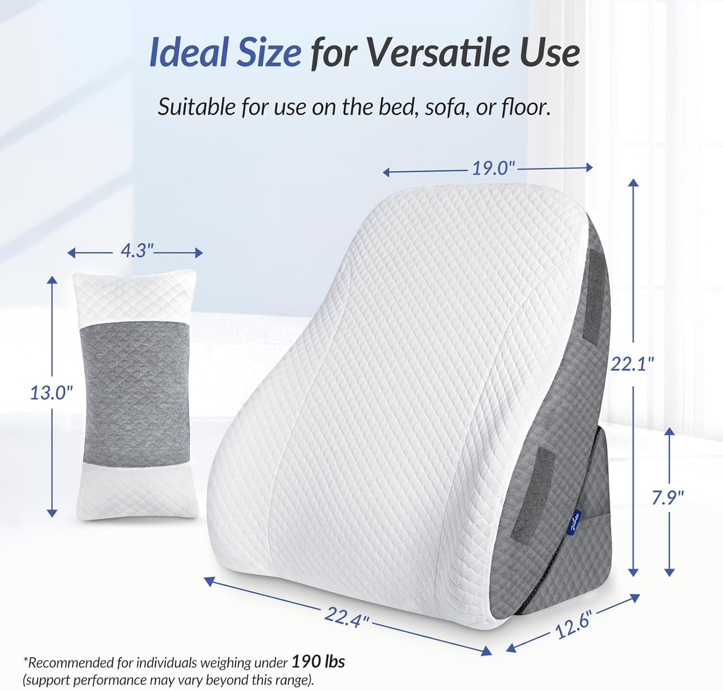 ZIKEE Adjustable Wedge Pillow Headboard Set for Sleeping & After Surgery | Ergonomic Reading Pillow for Sitting in Bed, Back Pain Relief & Leg Elevation, Bed Wedge with Premium Memory Foam, Soft Cover