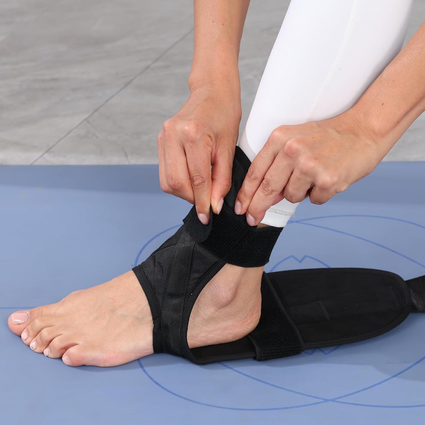 Foot and Calf Stretcher Strap for Plantar Fasciitis, Achilles and Hamstring | Secure padded foot sleeve with multi-loop strap stretches arches, toes, ankles and calves for PT, yoga, runners and heel pain