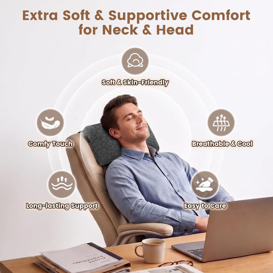 SUPA MODERN Adjustable Headrest Pillow for Recliner, Armchair & Sofa – Breathable, Non-Slip Shredded Memory Foam with Washable Cover for Neck Support & Pain Relief (Straps)