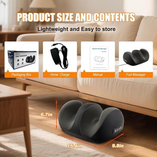 Shiatsu Foot Massager, Foot and Calf Massager with Heat, Black | 3 Intensity Levels, Heating, Auto Shut Off, for Feet, Calves, Arms and Ankles, for Plantar Fasciitis, Pain Relief